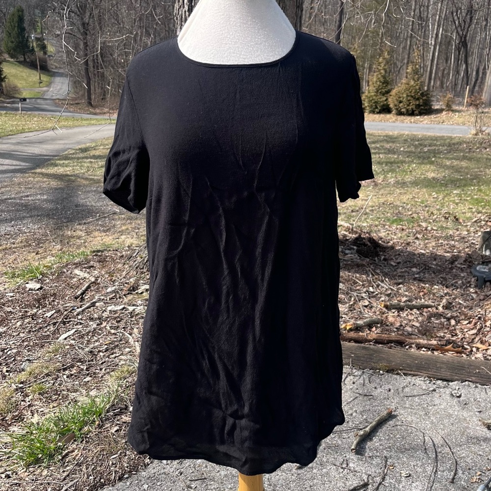 H&M WOMENS 12 BLACK LIGHTWEIGHT TUNIC TOP